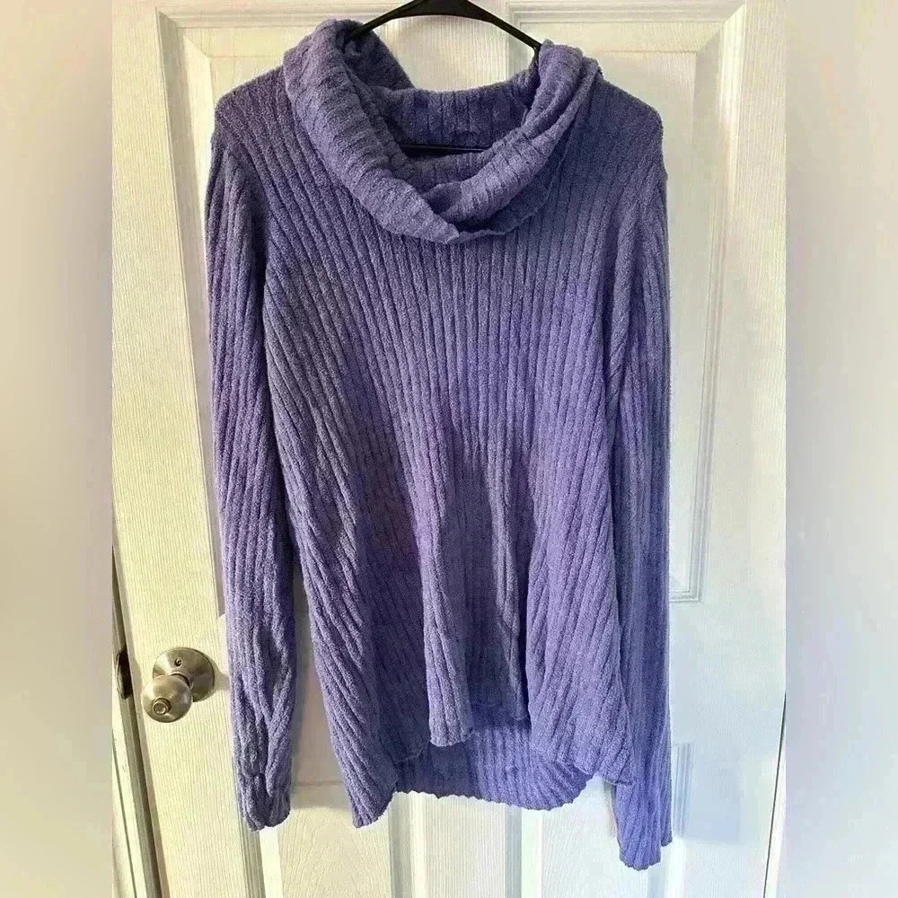 Women’s Jones New York Sport Purple Ribbed Crowl Neck Sweater Size Medium